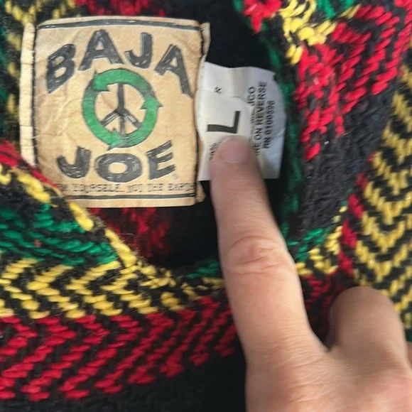 Baja Joe Striped Men's Hoodie Sweater - Red, Green, Yellow - Picture 4 of 5